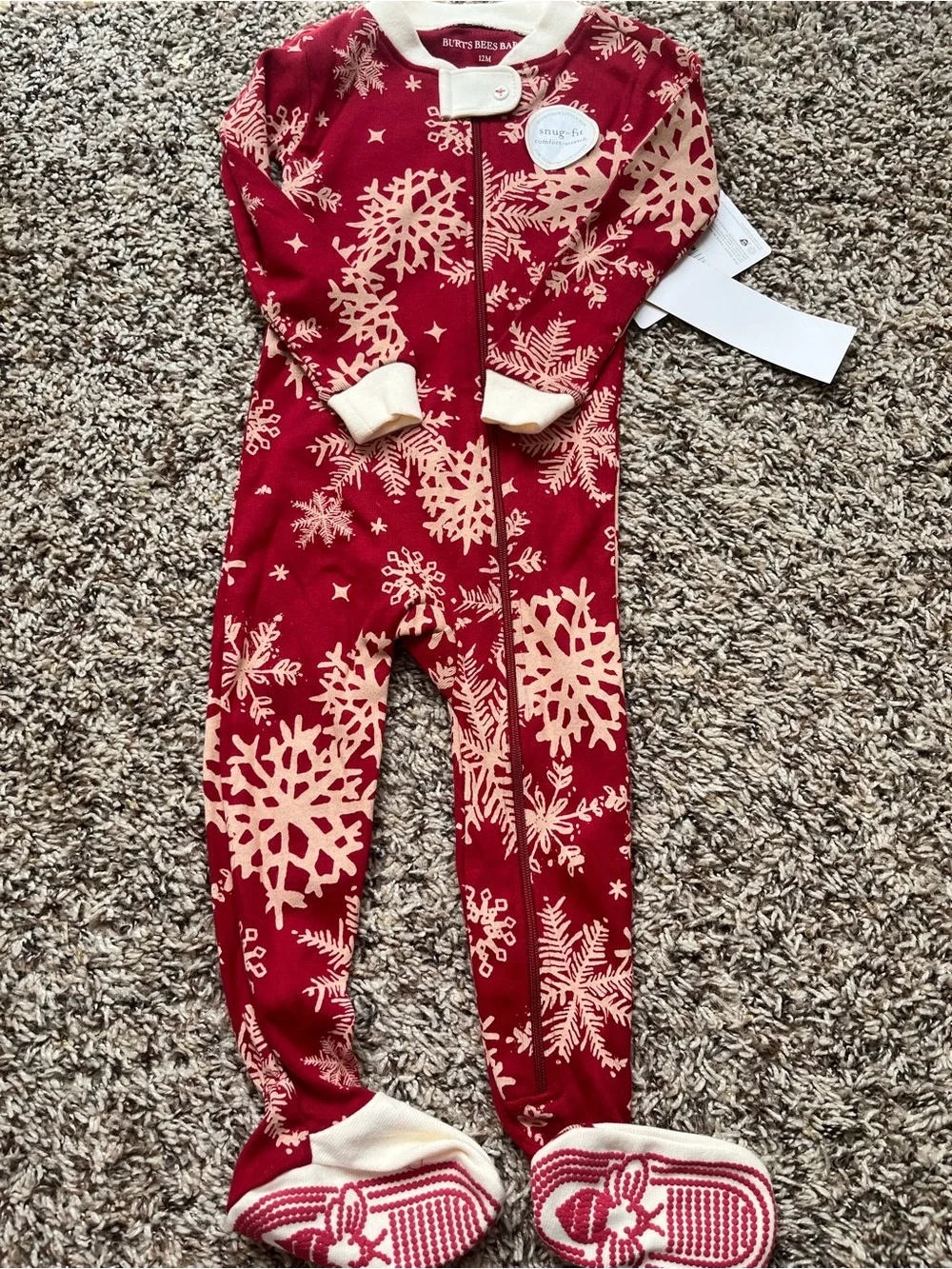 Burt’s Bees Baby NWT Snowflake Footie Pajamas - Holiday, Christmas, Winter
